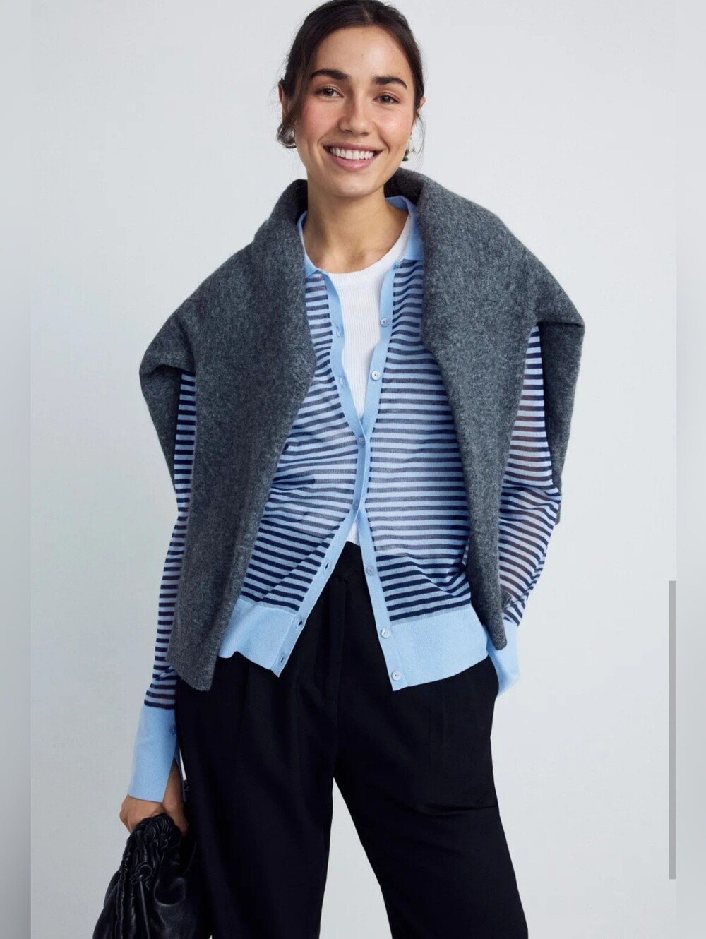 FRAME Collared Striped Cardigan Women Size M